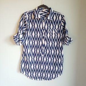 J Crew Factory Blue & White Button Up